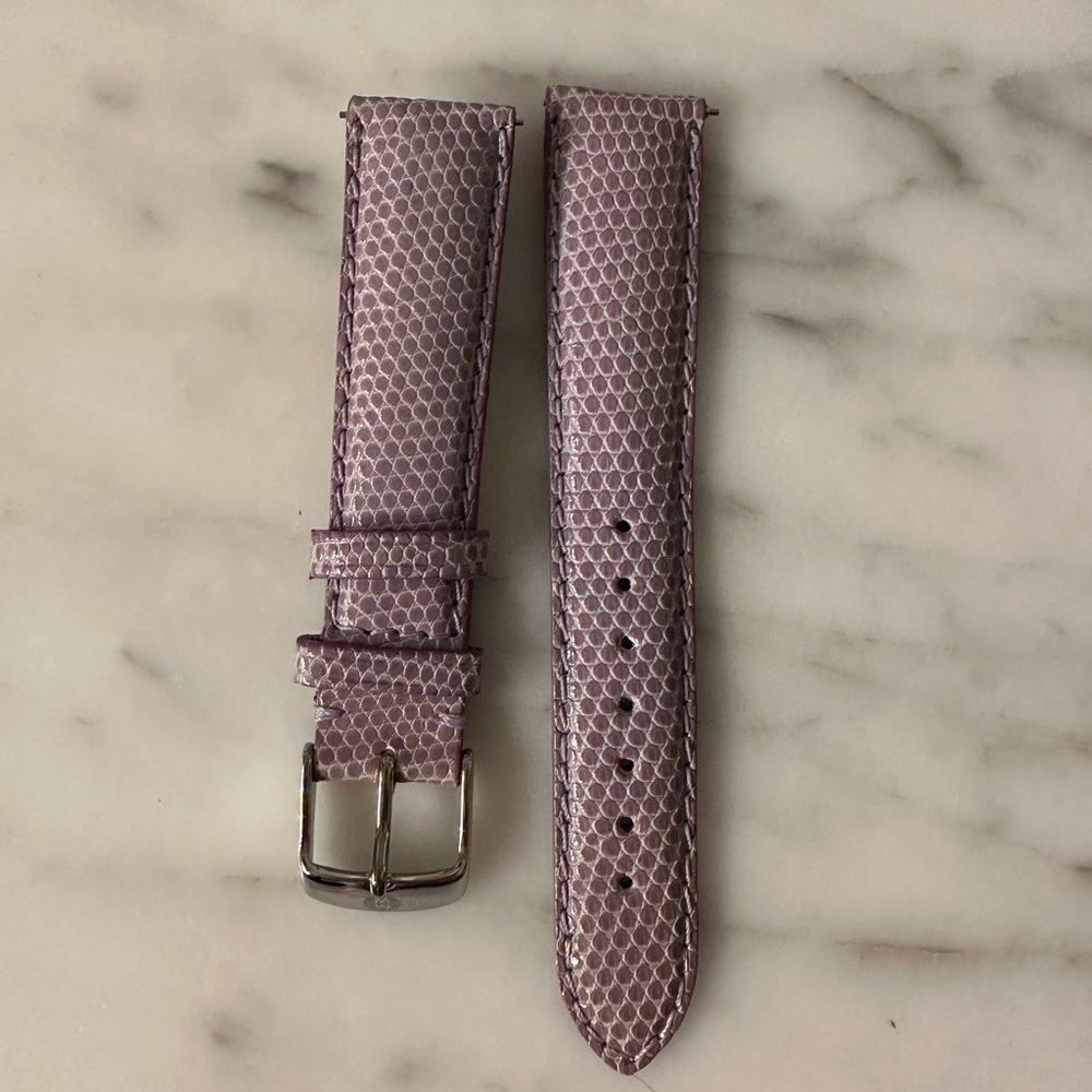 Michele 18mm Purple Embossed Crocodile Leather Strap. New